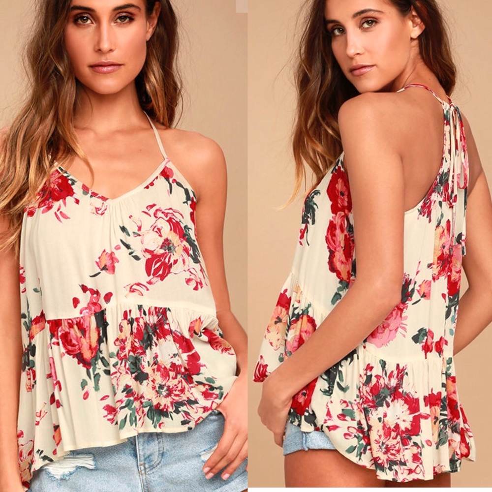 Lulu’s Cream Floral Print Top